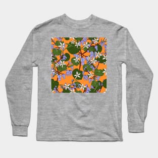 Elegant Hand Darw Tropical Flowers And Leafs Long Sleeve T-Shirt